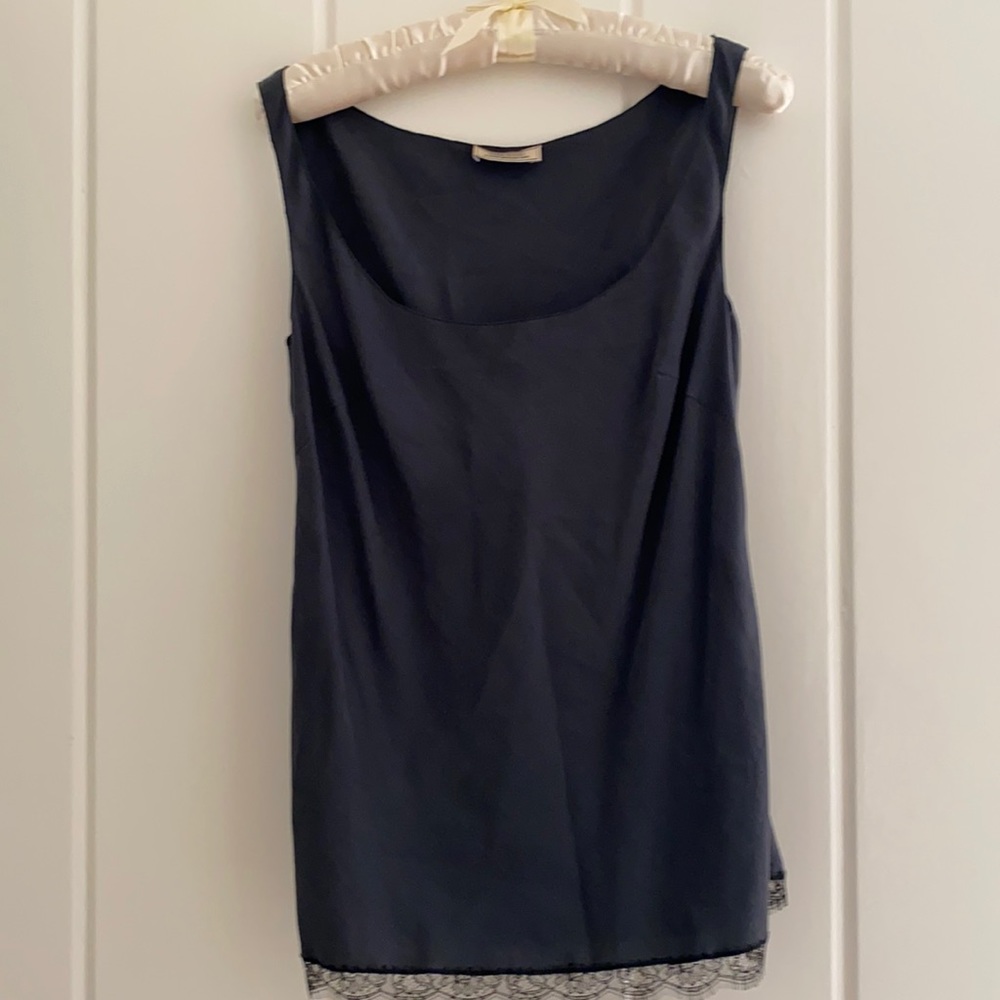 Nina Ricci vintage silk gray tank with lace eu40